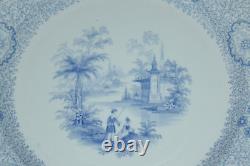 Antique J. WEDGWOOD SINGANESE CEYLON Pattern 4 Dinner Plates Blue White ca. 1850