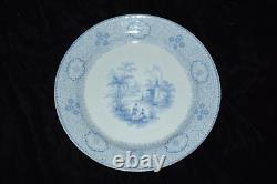 Antique J. WEDGWOOD SINGANESE CEYLON Pattern 4 Dinner Plates Blue White ca. 1850