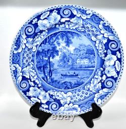 Antique J. W. Riley Hollywell Cottage Blue Plate, early 1800s 10'' RARE HTF