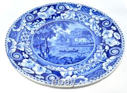 Antique J. W. Riley Hollywell Cottage Blue Plate, early 1800s 10'' RARE HTF