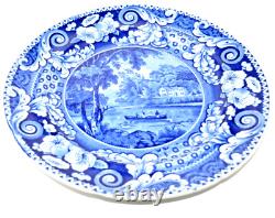 Antique J. W. Riley Hollywell Cottage Blue Plate, early 1800s 10'' RARE HTF