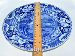 Antique J. W. Riley Hollywell Cottage Blue Plate, early 1800s 10'' RARE HTF