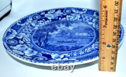 Antique J. W. Riley Hollywell Cottage Blue Plate, early 1800s 10'' RARE HTF