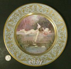 Antique LENOX CAC Hand Painted Porcelain Gold CHERUB Cabinet Plate Signed NOSEK