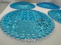 Antique Lot 4 Ice Blue Daisy And Button 10 1/4 Dinner Plates Lg Wright Scallop