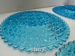 Antique Lot 4 Ice Blue Daisy And Button 10 1/4 Dinner Plates Lg Wright Scallop