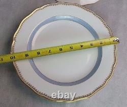 Antique Meissen 6 Dinner Plates Blue Band Double Crossed Swords Logo