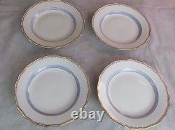 Antique Meissen 6 Dinner Plates Blue Band Double Crossed Swords Logo