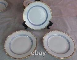 Antique Meissen 6 Dinner Plates Blue Band Double Crossed Swords Logo