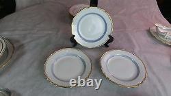 Antique Meissen 6 Dinner Plates Blue Band Double Crossed Swords Logo