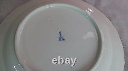 Antique Meissen 6 Dinner Plates Blue Band Double Crossed Swords Logo