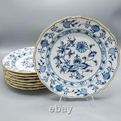 Antique Meissen Blue Onion Gold Rim Dinner Plates 9 7/8 Set of 8- X Swords #2