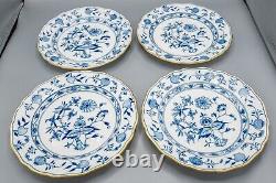 Antique Meissen Blue Onion Gold Rim Dinner Plates 9 7/8 Set of 8- X Swords #2