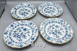 Antique Meissen Blue Onion Gold Rim Dinner Plates 9 7/8 Set of 8- X Swords #2