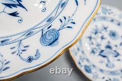 Antique Meissen Blue Onion Gold Rim Dinner Plates 9 7/8 Set of 8- X Swords #2