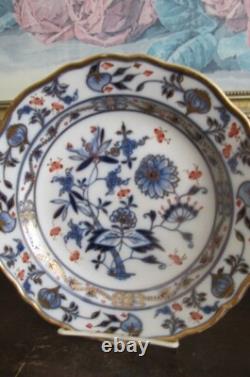 Antique Meissen Germany Blue Onion Red Gold 9 Plate