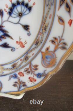 Antique Meissen Germany Blue Onion Red Gold 9 Plate