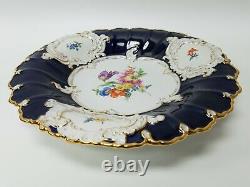 Antique Meissen Porcelain Plates Cobalt Blue Gold & White Circa 1900 Free S&H