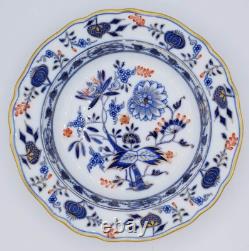 Antique Meissen Porcelain Rich Blue Onion Red & Gold Crossed Swords Dinner Plate