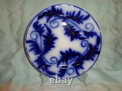 Antique Mid. 1800's Flow Blue Brush Stroke Plate, 8-5/8 diameter (j)