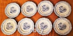 Antique Miniature Staffordshire Flow Blue 43 Piece Dollhouse China Dinner Set