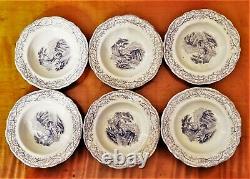 Antique Miniature Staffordshire Flow Blue 43 Piece Dollhouse China Dinner Set