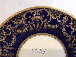 Antique Minton porcelain dinner plate raised cobalt blue gold rim pattern H3254