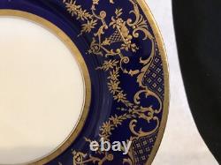 Antique Minton porcelain dinner plate raised cobalt blue gold rim pattern H3254