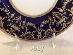 Antique Minton porcelain dinner plate raised cobalt blue gold rim pattern H3254
