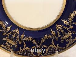 Antique Minton porcelain dinner plate raised cobalt blue gold rim pattern H3254