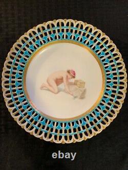 Antique Pair of Mintons Reticulated Turquoise Plates Davis Collamore Gorgeous