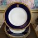Antique Pirkenhammer Bohemia Czech Set Of 6 Dinner Plate Cobalt Blue Gold