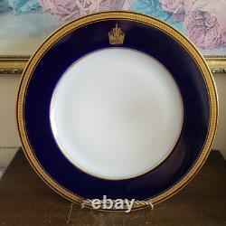 Antique Pirkenhammer Bohemia Czech Set Of 6 Dinner Plate Cobalt Blue Gold