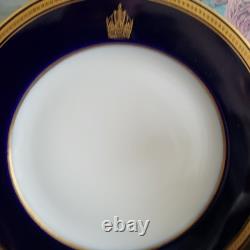 Antique Pirkenhammer Bohemia Czech Set Of 6 Dinner Plate Cobalt Blue Gold