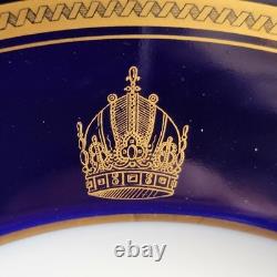 Antique Pirkenhammer Bohemia Czech Set Of 6 Dinner Plate Cobalt Blue Gold