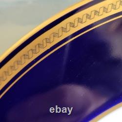 Antique Pirkenhammer Bohemia Czech Set Of 6 Dinner Plate Cobalt Blue Gold