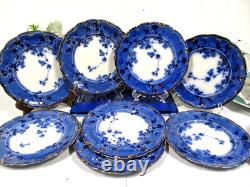 Antique Ridgway set of 8 Lugano Flow Blue 9 inch salad plates plate