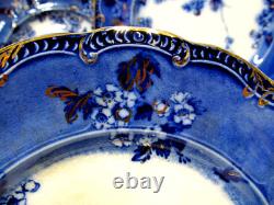 Antique Ridgway set of 8 Lugano Flow Blue 9 inch salad plates plate