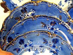 Antique Ridgway set of 8 Lugano Flow Blue 9 inch salad plates plate