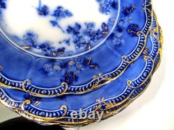 Antique Ridgway set of 8 Lugano Flow Blue 9 inch salad plates plate