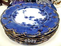 Antique Ridgway set of 8 Lugano Flow Blue 9 inch salad plates plate