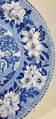 Antique Rogers Staffordshire Blue Transferware Dinner Plate Elephant Pattern