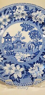 Antique Rogers Staffordshire Blue Transferware Dinner Plate Elephant Pattern