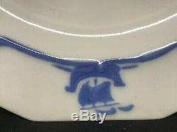 Antique Rookwood Pottery Blue Ship Dinnerware/Shipware 9 Dinner Plates-Set Of 3