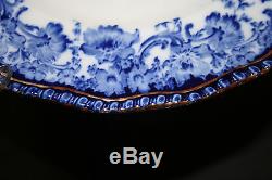 Antique Royal Doulton Melrose Flow Blue, Scroll Edge, Gold Trim Dinner Plate