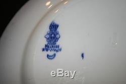 Antique Royal Doulton Melrose Flow Blue, Scroll Edge, Gold Trim Dinner Plate