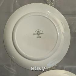 Antique Royal Worcester Blue Willow Blue Floral Rim Gild Trim 2 Dinner Plate 10