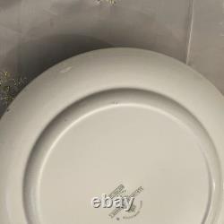 Antique Royal Worcester Blue Willow Blue Floral Rim Gild Trim 2 Dinner Plate 10