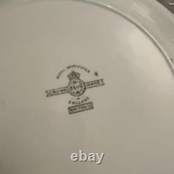 Antique Royal Worcester Blue Willow Blue Floral Rim Gild Trim 2 Dinner Plate 10