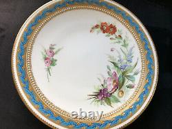 Antique Royal Worcester Kerr & Binns Hand Painted Blue and Gold Cabinet Plate